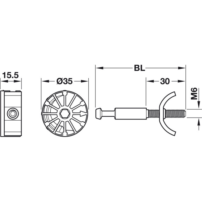 Herraje Unión de encimera