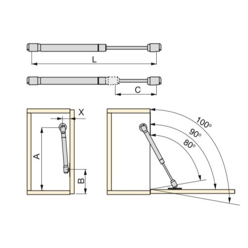 Pistón para puertas abatibles, 12Kg,...