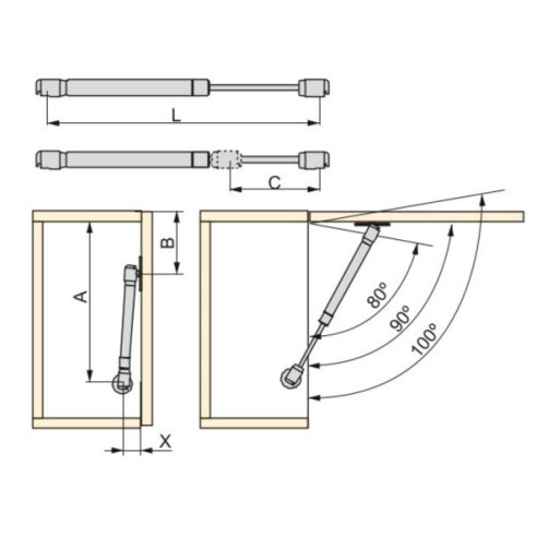 Pistón para puertas elevables, 11Kg,...