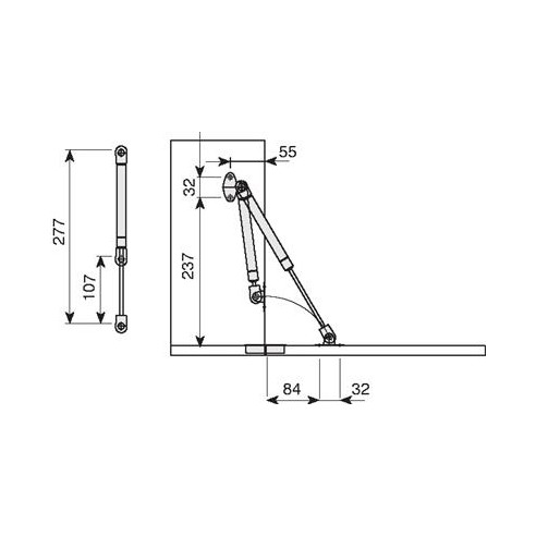 Compás de gas para puertas abatibles