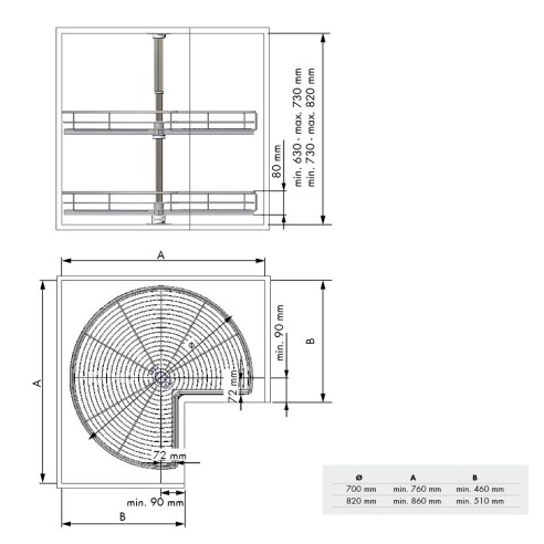 Bandeja rincón giratoria 270º