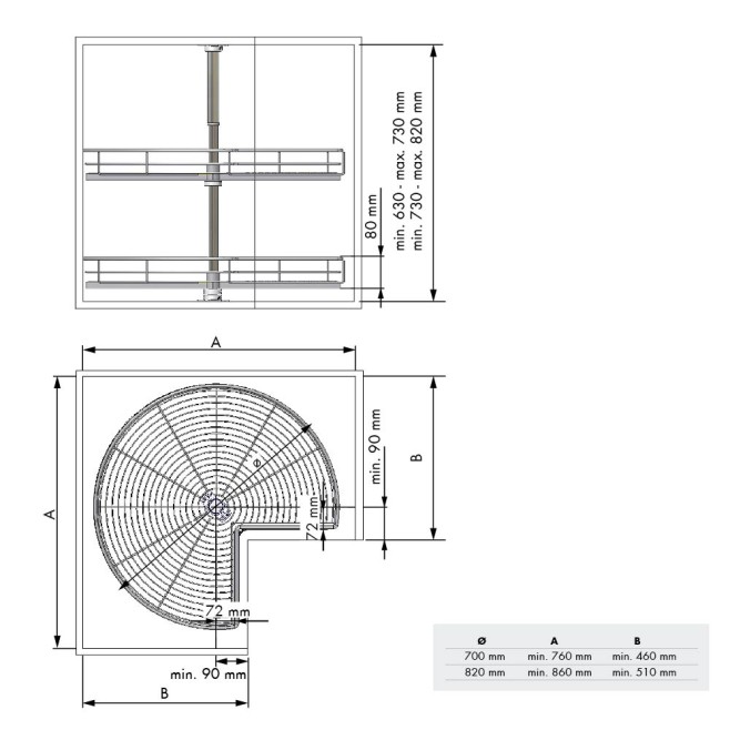 Bandeja rincón giratoria 270º