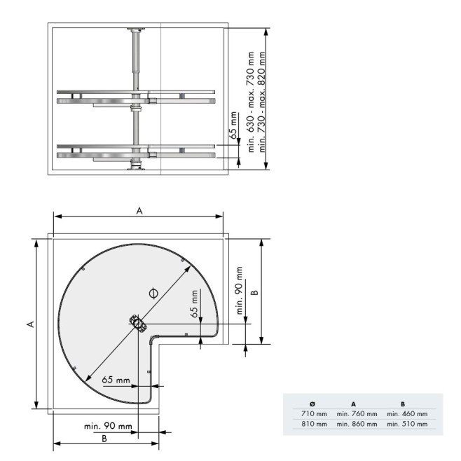 Bandeja giratoria 270º
